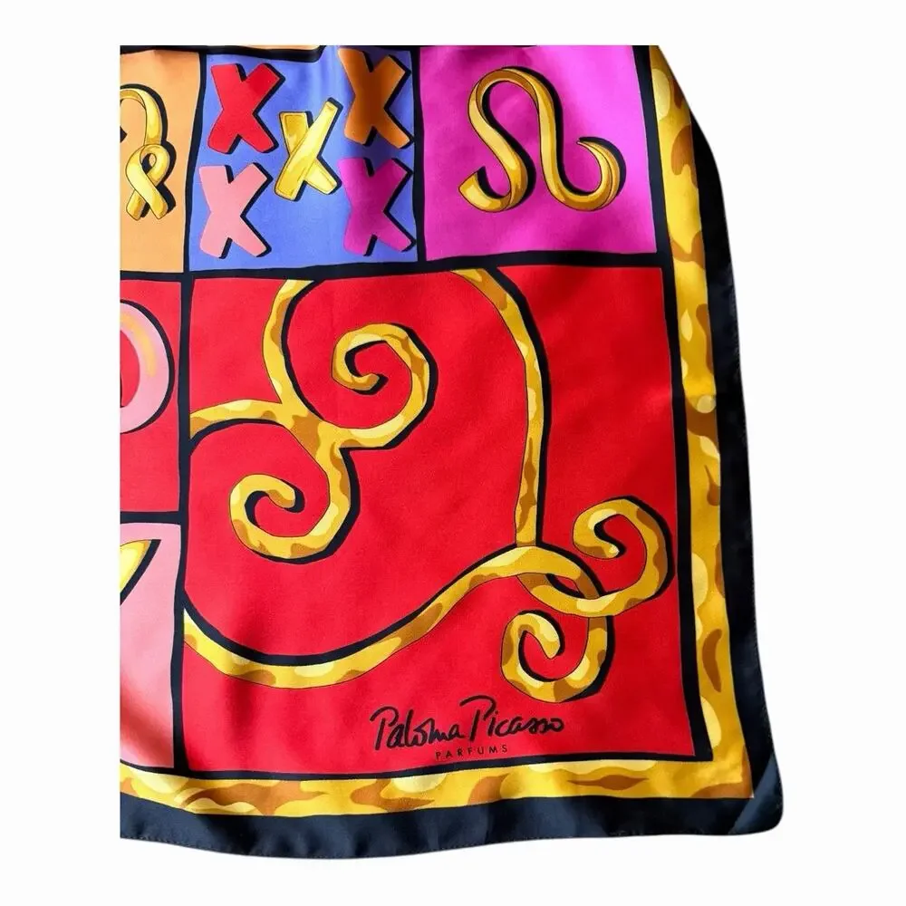 Vintage Paloma Picasso Parfums Astrological Scarf Italy 1980s Signed Designer - Picture 16 of 16
